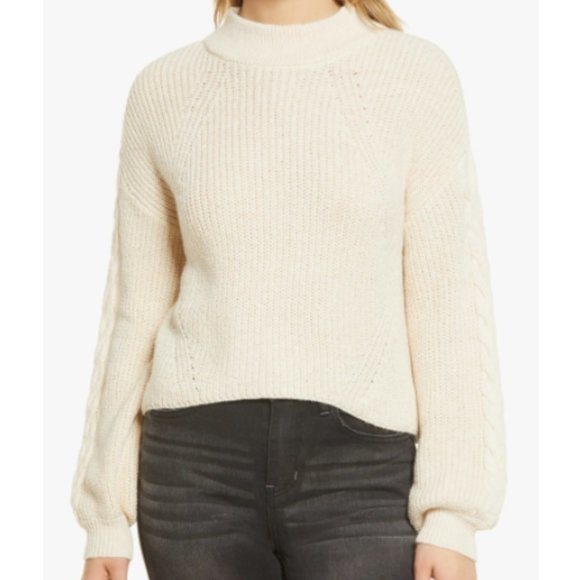 NEW Nordstrom Bp Cable Knit Balloon Sleeve Sweater M - Picture 1 of 8